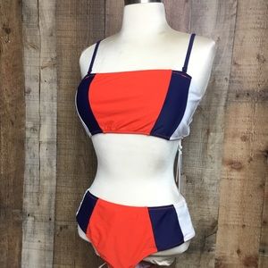 Tricolor Bandeau Bikini New with Tags NWT Medium